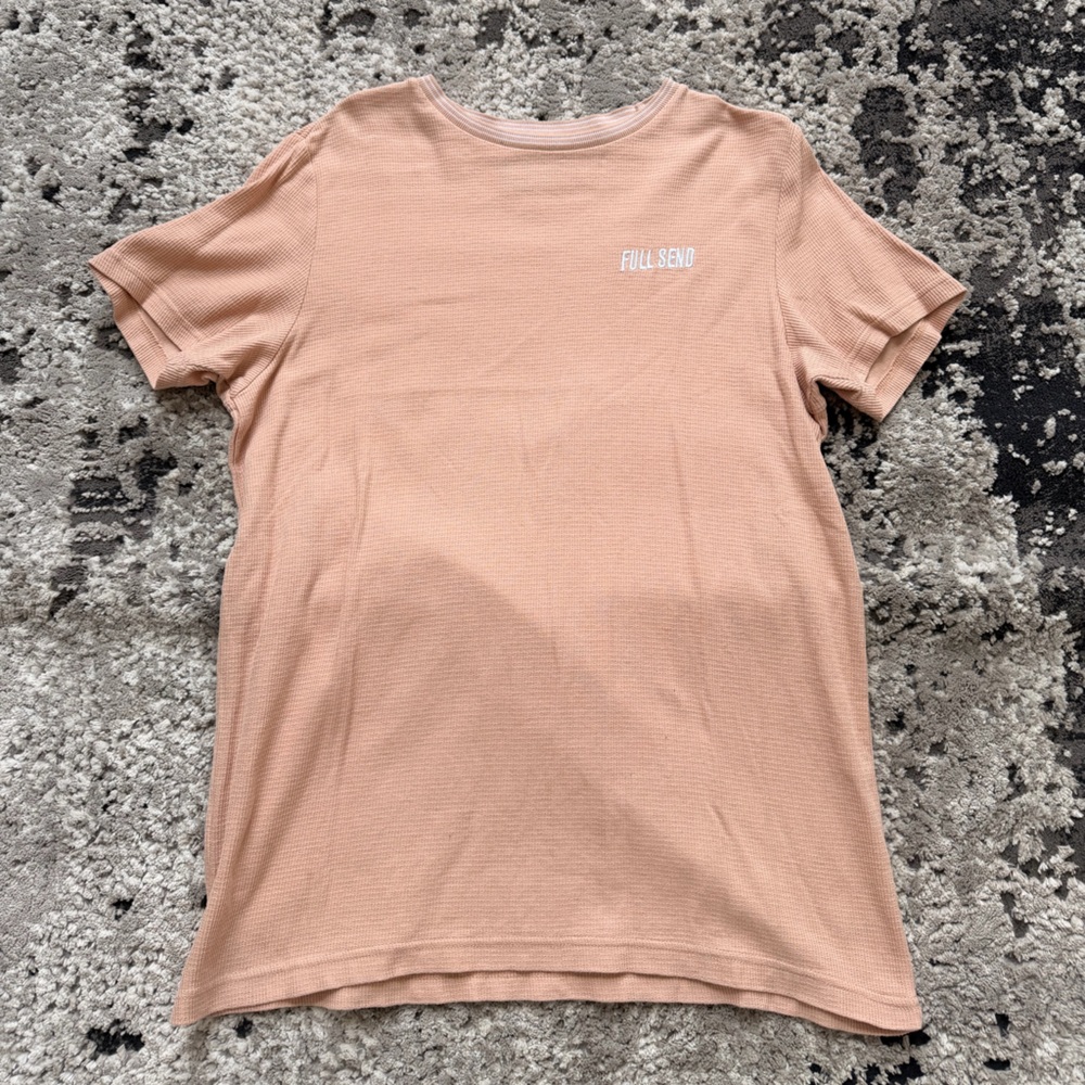 Full Send Waffle Knit T-Shirt | Peach | Streetwear Essential